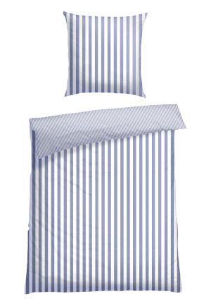 Reversible bed linen two-piece Renforcé light blue striped - SCHIESSER Home