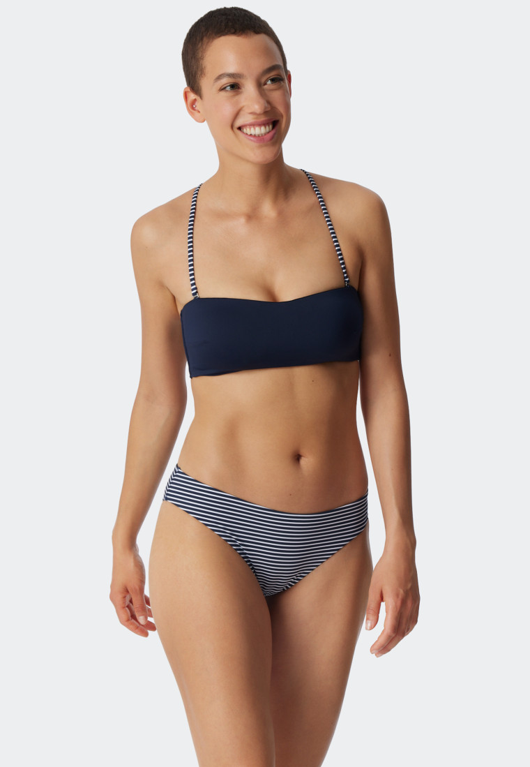 Bandeau-bikinitop gevoerd softcups verstelbare bandjes donkerblauw - Mix & Match Reflections