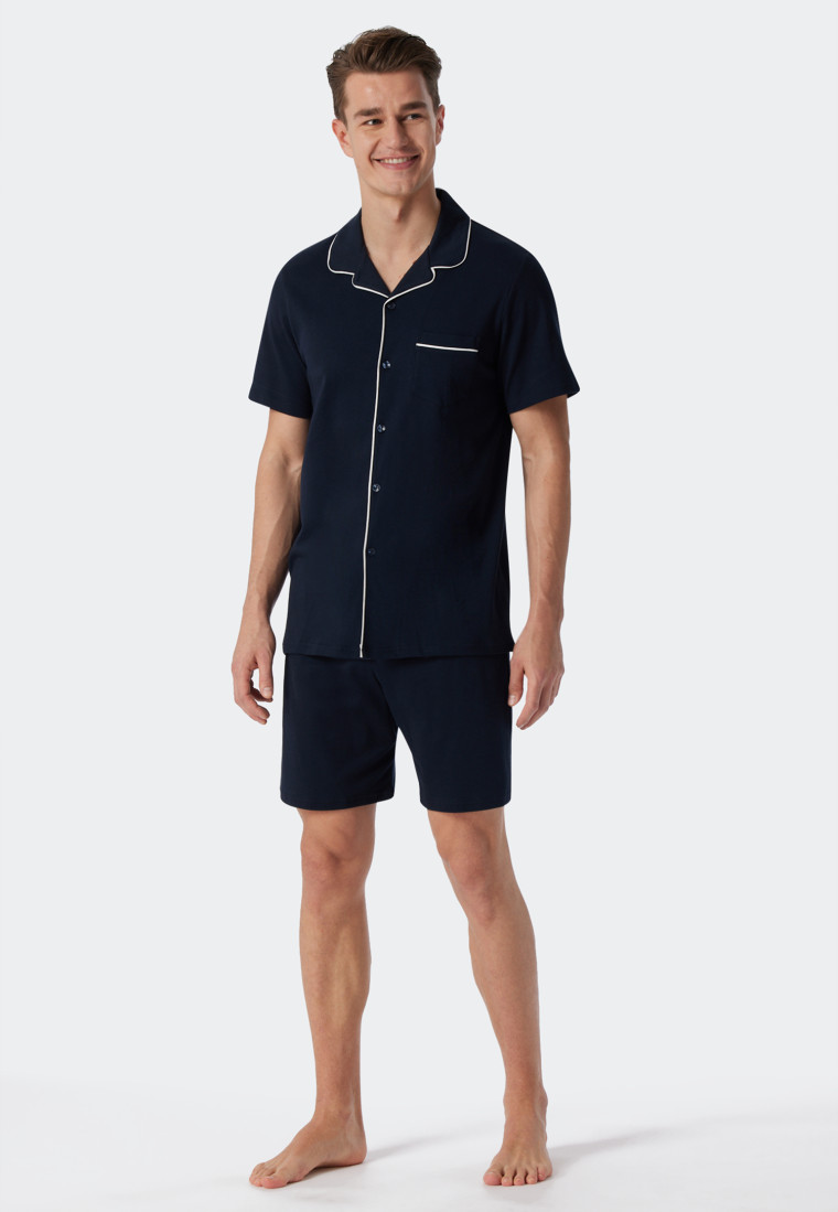 Pyjama kurz Interlock dunkelblau - Fine Interlock | SCHIESSER