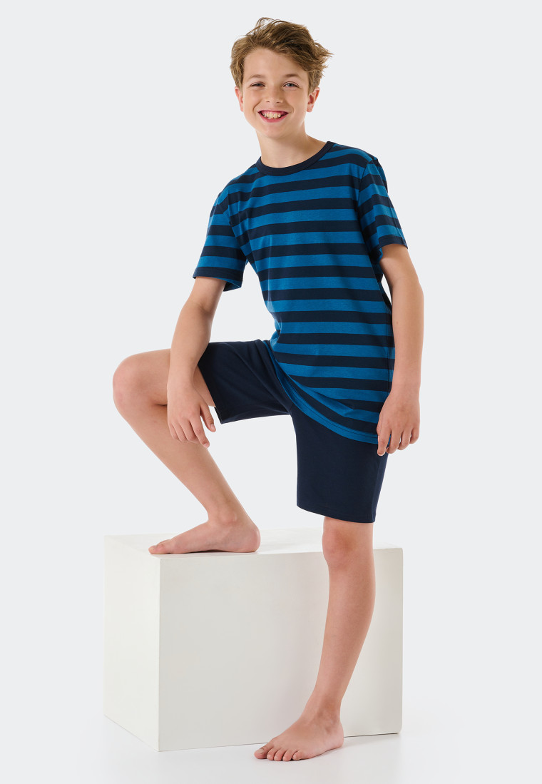 Pajamas short organic cotton stripes blue - Nightwear | SCHIESSER