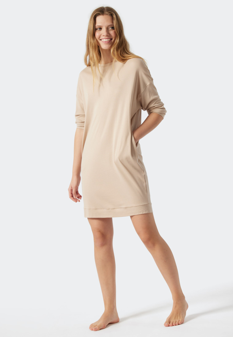Sleepshirt langarm Modal Oversized Bündchen sand - Modern Nightwear |  SCHIESSER