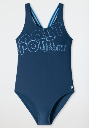 Swimsuit knitware recycled LSF40+ racerback sport blue - Aqua Teen Girls