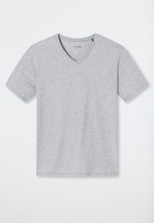 Shirt short-sleeve V-neck heather grey - Mix + Relax