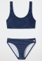 Bustier-bikini tricot gerecycled SPF40+ gevoerd strepen donkerblauw - Diver Dreams