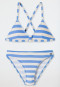 Bustier bikini tricot gerecycled SPF40+ strepen lichtblauw - Aqua Teen Girls