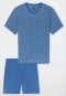 Pyjama Short Modal V-hals Strepen oceaanblauw - Long Life Soft