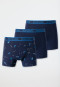 Shorts driepack biologisch katoen geweven elastische tailleband blauw/raket - 95/5