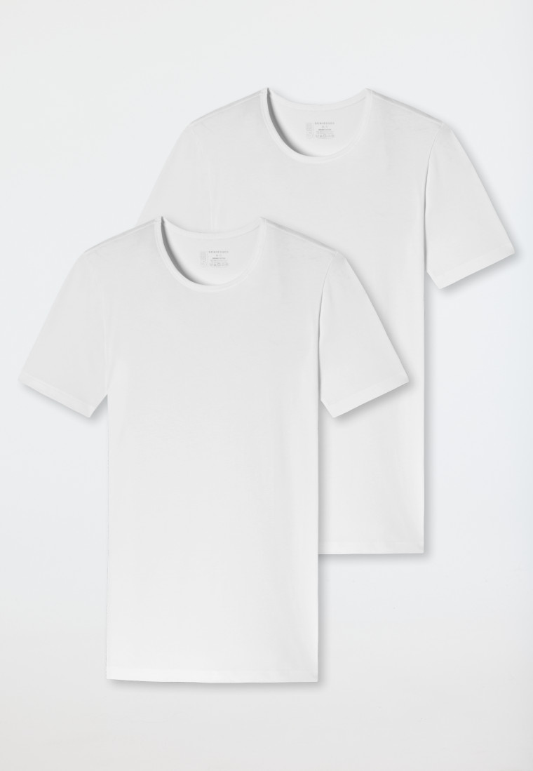 – weiß Shirts Organic SCHIESSER kurzarm 95/5 Rundhals Cotton | 2er-Pack