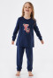 Pyjama lang fleece manchetten tovenares college donkerblauw - Cat Zoe