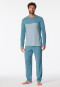Pyjama lang Organic Cotton strepen borstzak blauw-grijs - 95/5 Nightwear