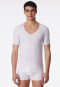 T-shirt à manches courtes blanc en interlock, sans couture et avec col en V - Laser Cut