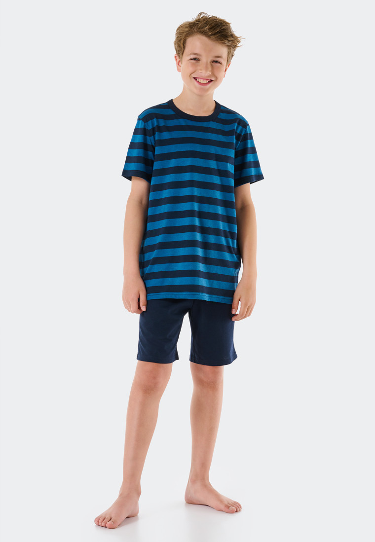 Pajamas short organic cotton stripes blue - Nightwear | SCHIESSER