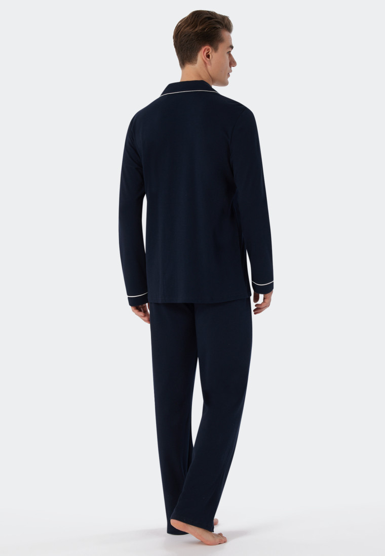 Pajamas long interlock dark blue - Fine Interlock | SCHIESSER