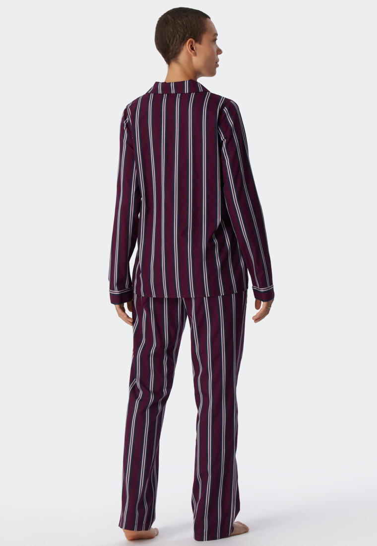 Pyjama lang Websatin Reverskragen Streifen lila - selected! premium  inspiration | SCHIESSER