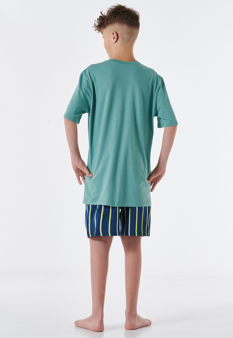 Pyjama short Organic Cotton streokken NYC mineral - Nightwear