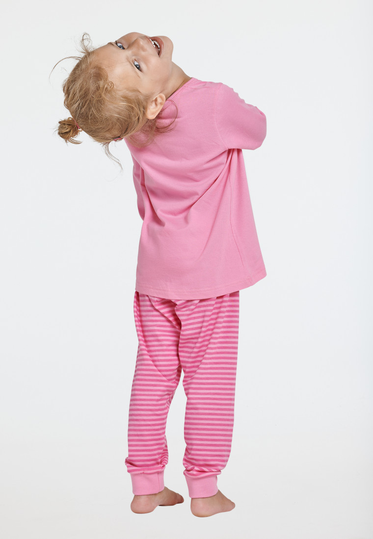 Schlafanzug lang Organic Cotton Bündchen Pferd Ringel rosa - Nightwear |  SCHIESSER