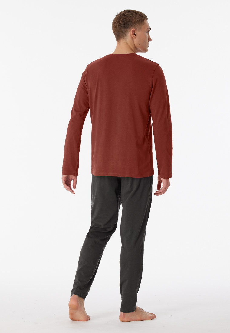 Schlafanzug lang Organic Cotton Streifen terracotta - 95/5 Nightwear |  SCHIESSER