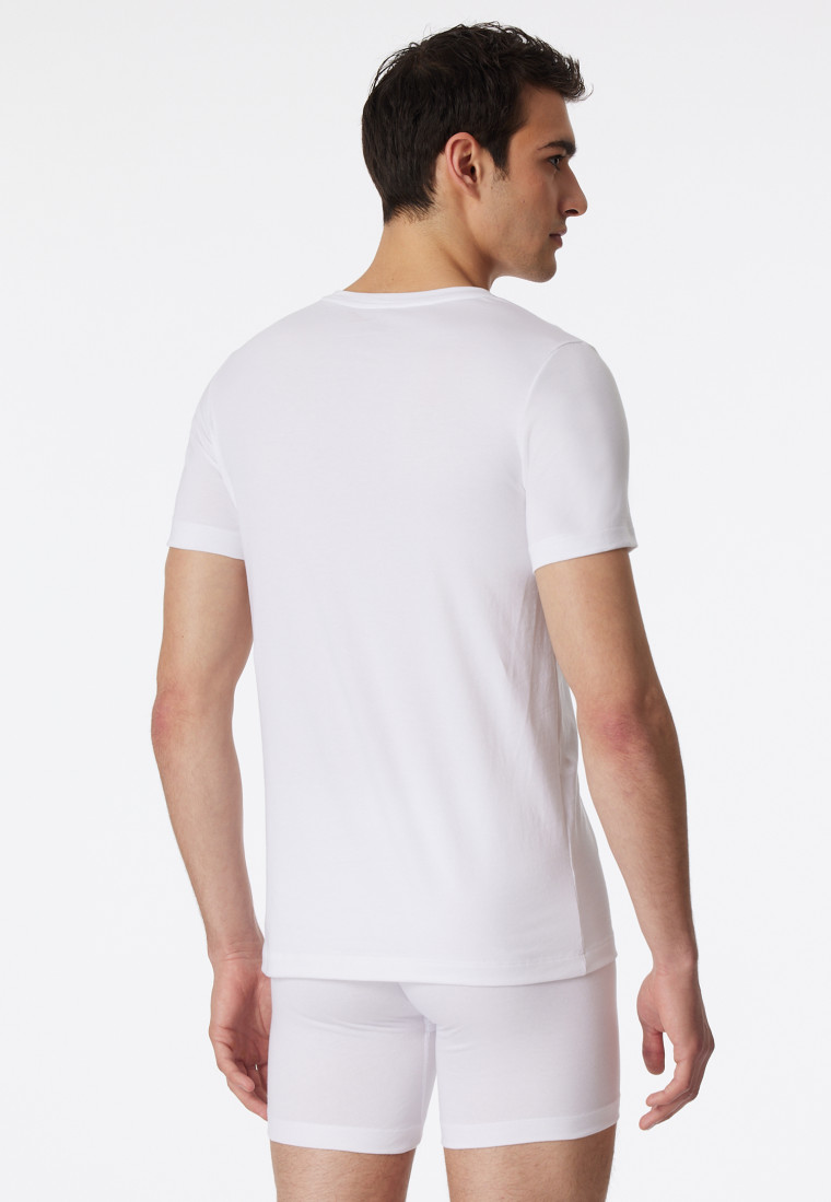 Shirt korte mouwen V-hals wit - Long Life Cotton