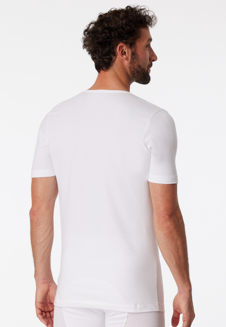 Cotton kurzarm 2er-Pack 95/5 SCHIESSER weiß Shirts tiefer V-Ausschnitt Organic – |