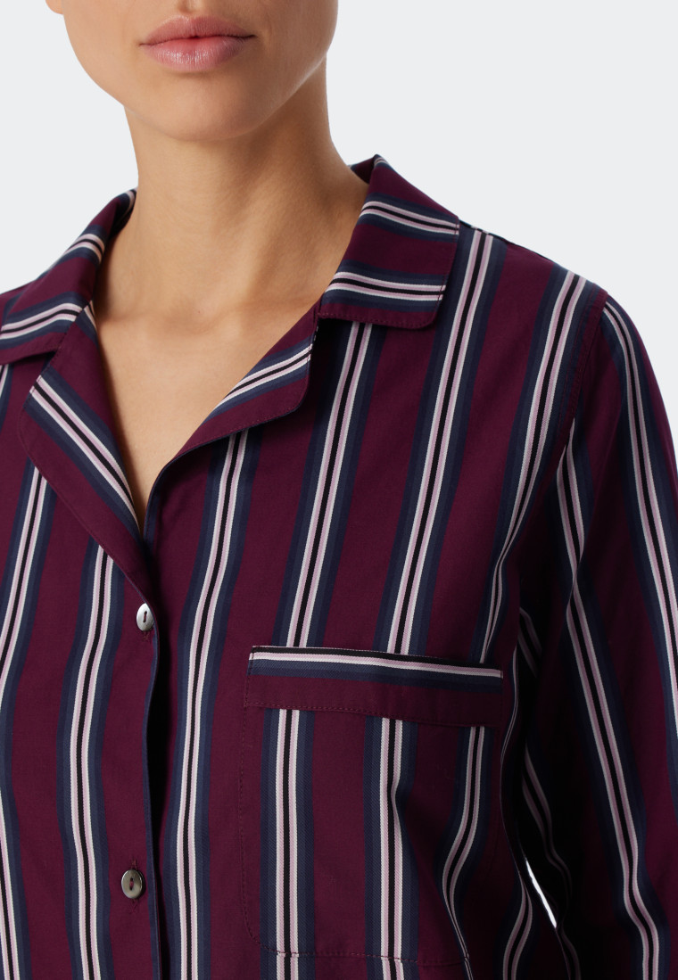 Pyjama lang Websatin Reverskragen Streifen lila - selected! premium  inspiration | SCHIESSER
